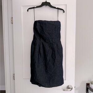 Express Black Strapless Pleated Sheath Dress